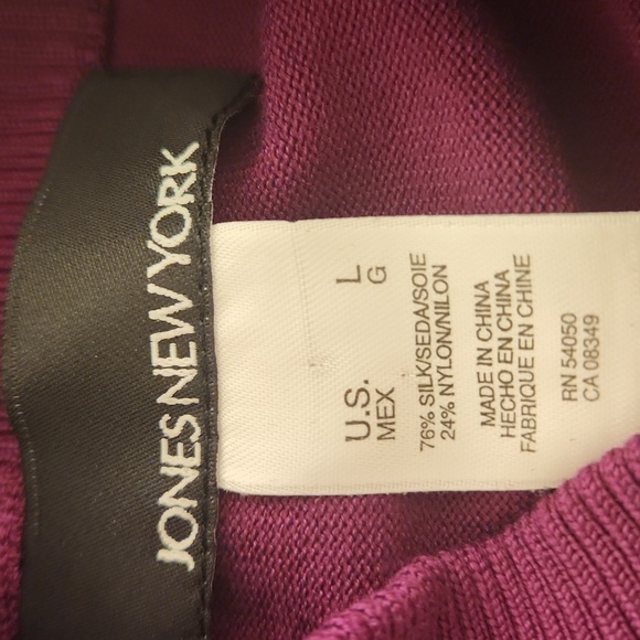 NWT Jones New York Women's Amethyst Silk Mock Neck Long Sleeve Sweater Size L - Picture 10 of 12